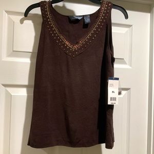 Fancy Brown Sequined Sweater Tank